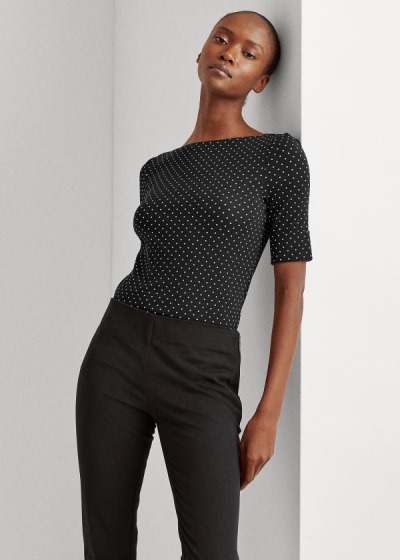 Tops Ralph Lauren Mujer Negros / Creme - Polka-Dot Cotton-Blend - QDGEP9430